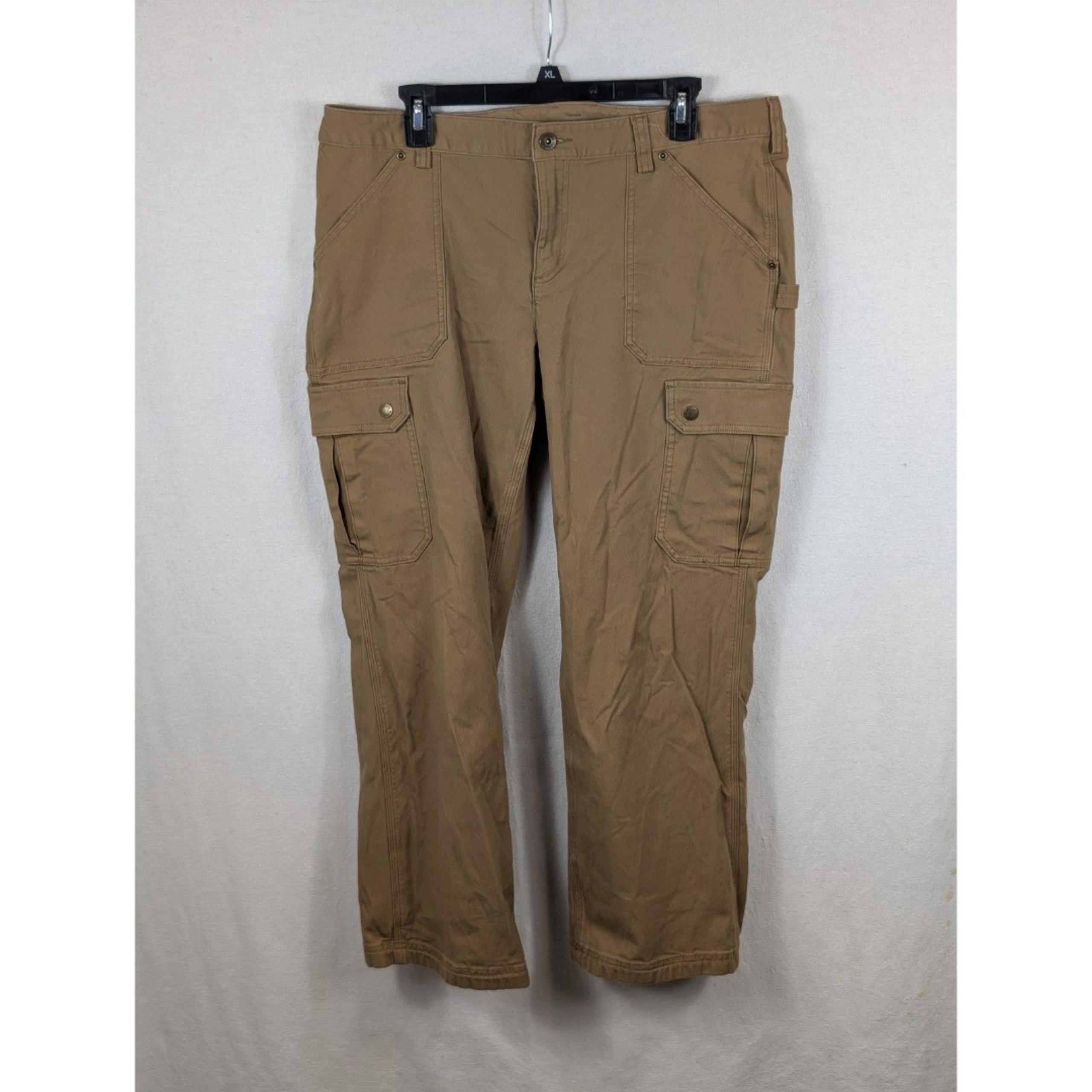 Duluth Trading Curvesetter Waistband Cargo Pants Beige Women's Size 14