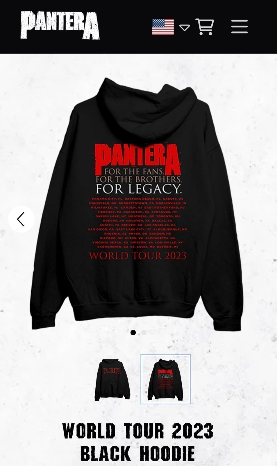 PANTERA WORLD TOUR CONCERT SWEATSHIRT.