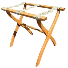 Vintage Scheibe Wood Luggage Rack Stand Folding Floral Tapestry