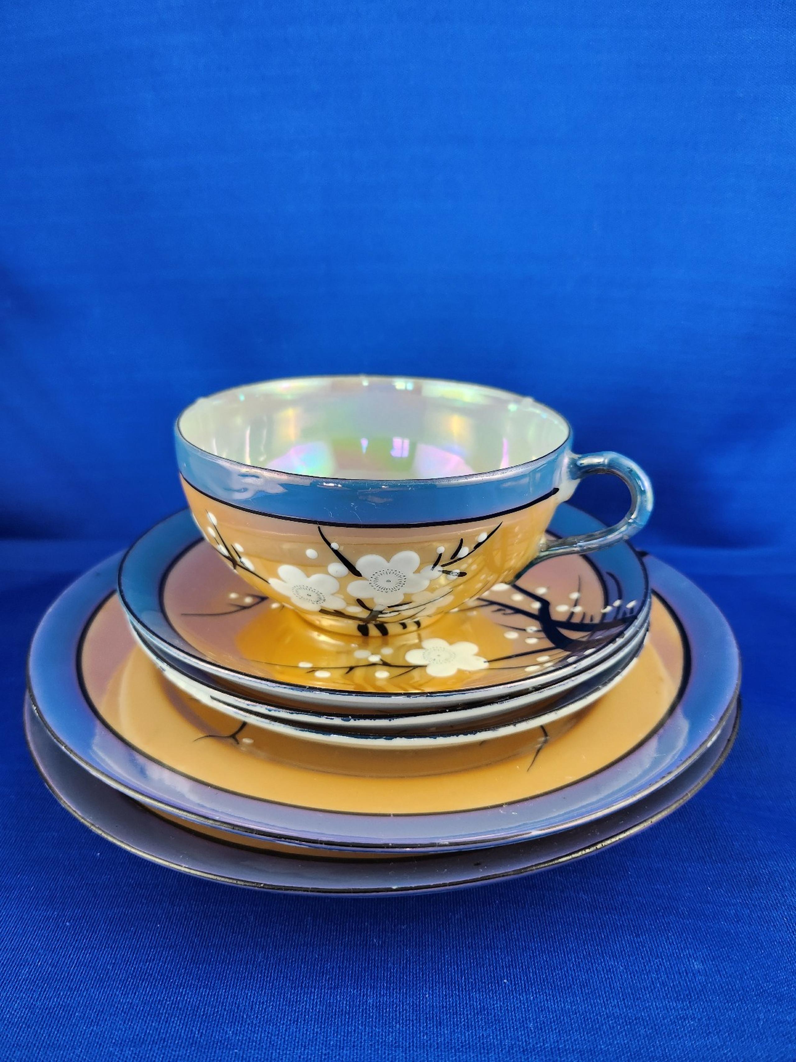 Vintage Lustreware Cherry Blossom Hand Painted Japanese Set