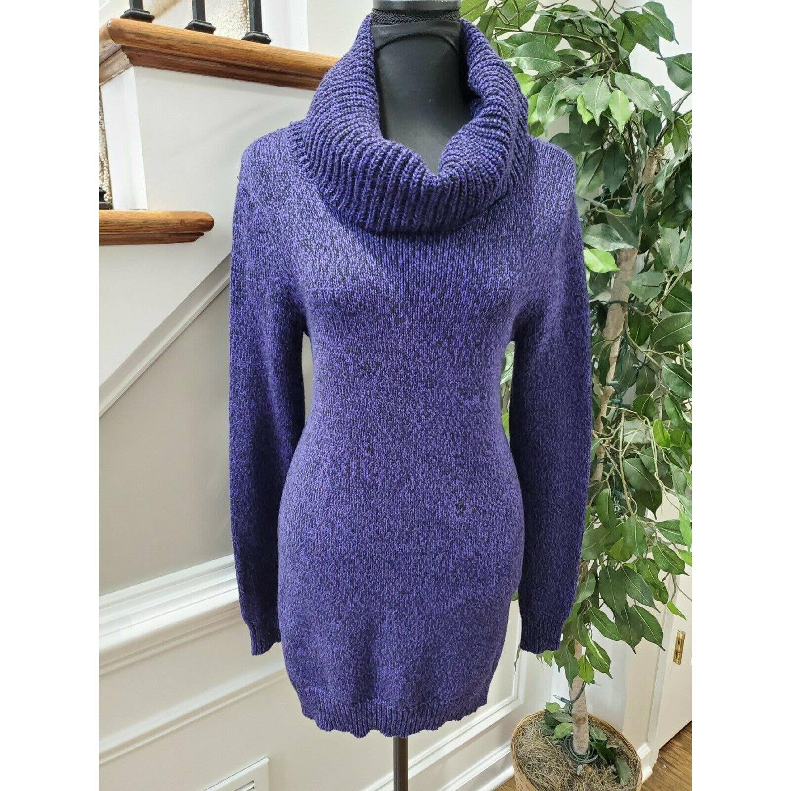 Ellen Tracy Women's Blue Cotton Cowl Neck Long Sleeve Sweater Shirt Size Small