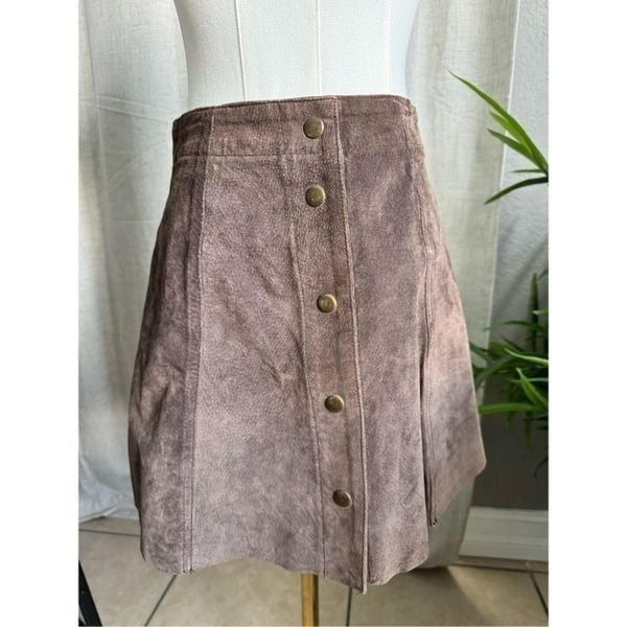 Vtg Wet Seal 100% Leather Suede Chocolate Brown Mini Skirt Y2K Sz 3/25