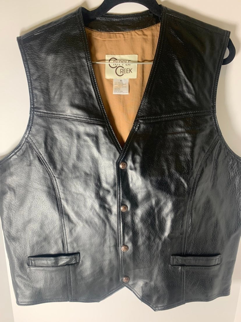 Cripple Creek genuine leather black vest