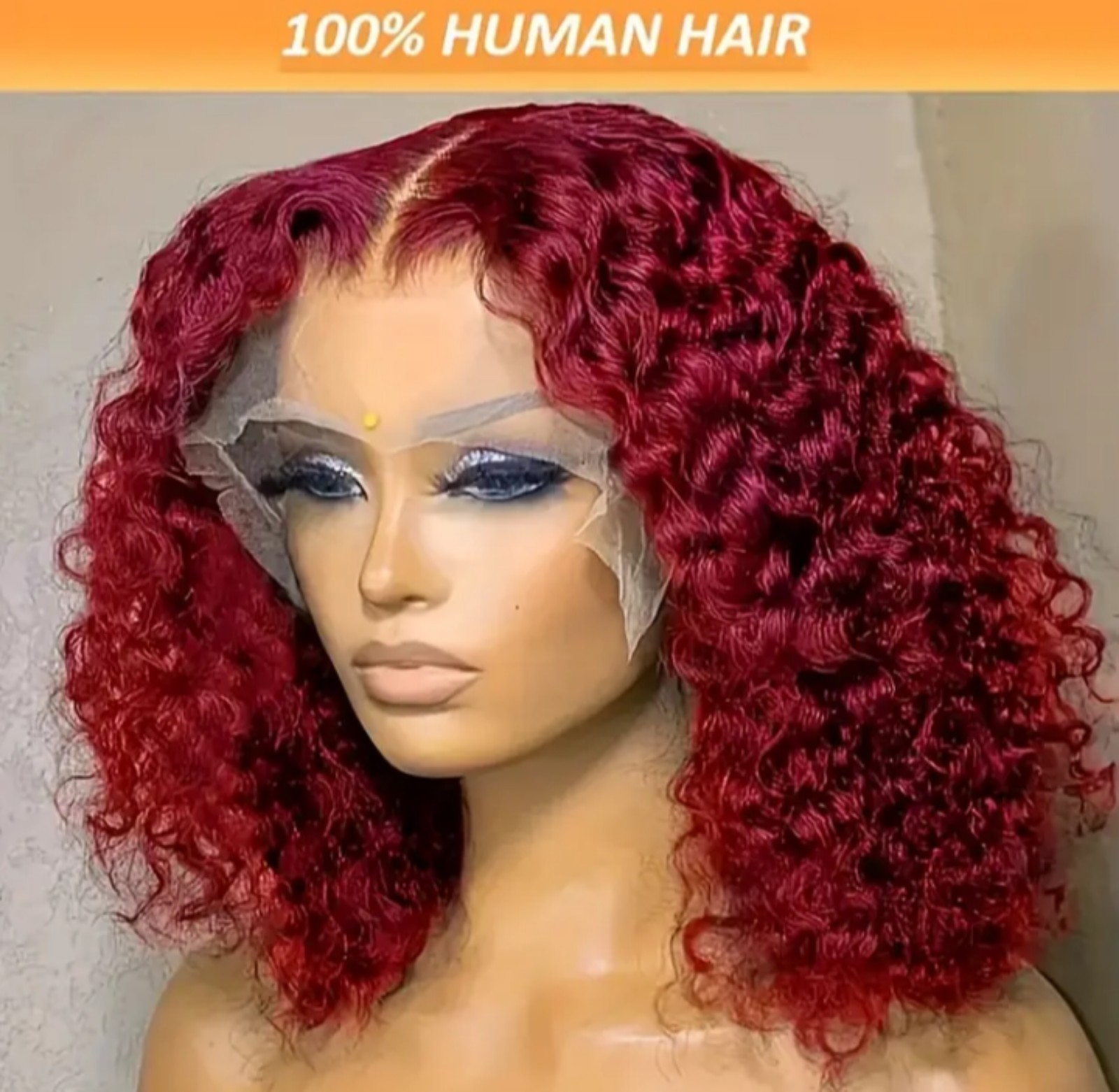 14 Inch 13x4 Burgundy Deep Wave Lace Front Wig