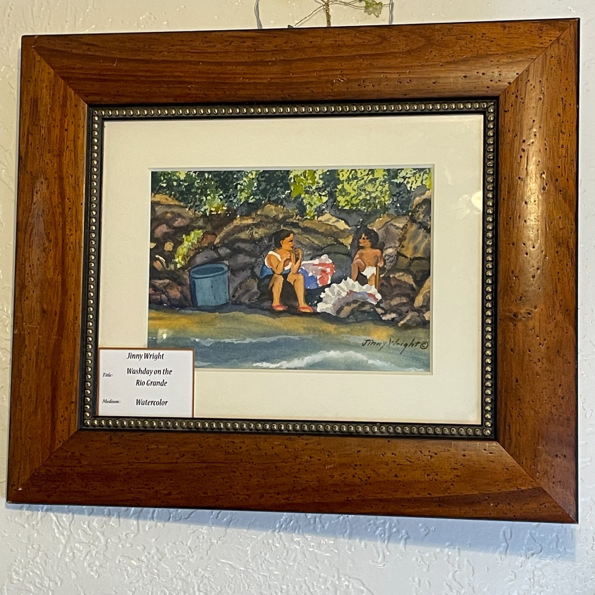 Watercolor 'Washday On The Rio Grande' By Jinny Wright Framed Art