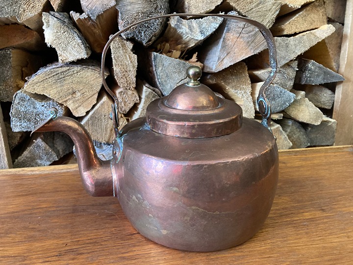 handmade copper kettle stamped marked Denmark Danish Brede Vaerk antique 1800s