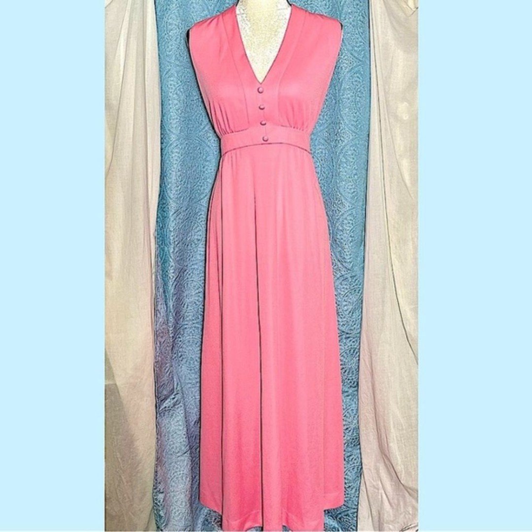 Vintage 60s 70s Butte Knit Maxi Dress Gown