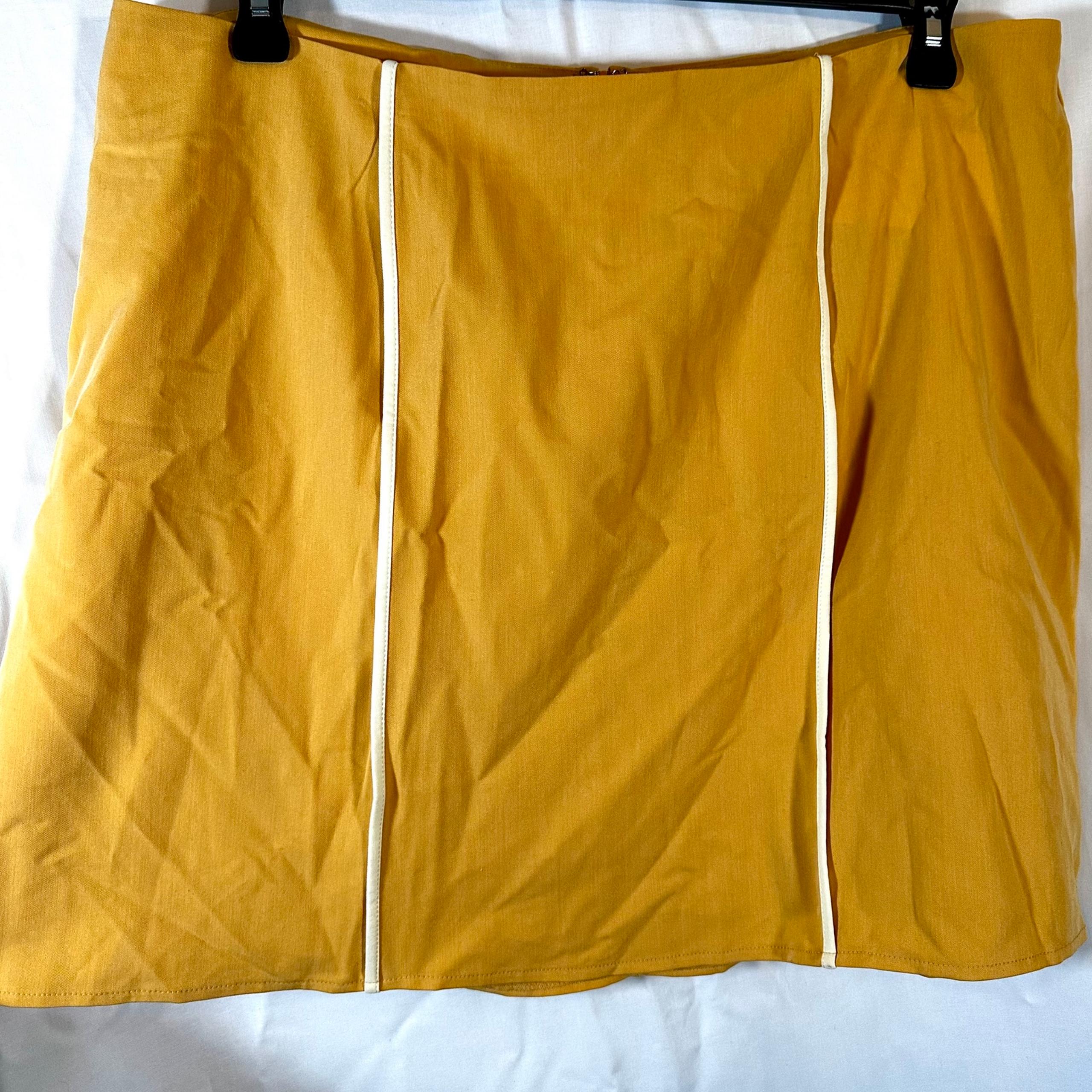 ModCloth "The Bottom Line" Mustard Yellow Short Skirt Trim Size 16 New with Tags