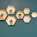 Wooden Hexagon Floating Shelves with Backs, Set of 7,\