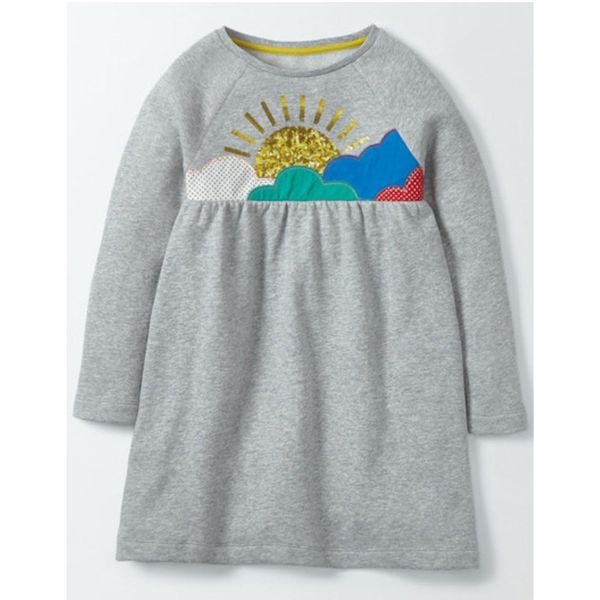 Mini Boden Sunshine Clouds Appliqué Sweatshirt Dress Sz 5-6