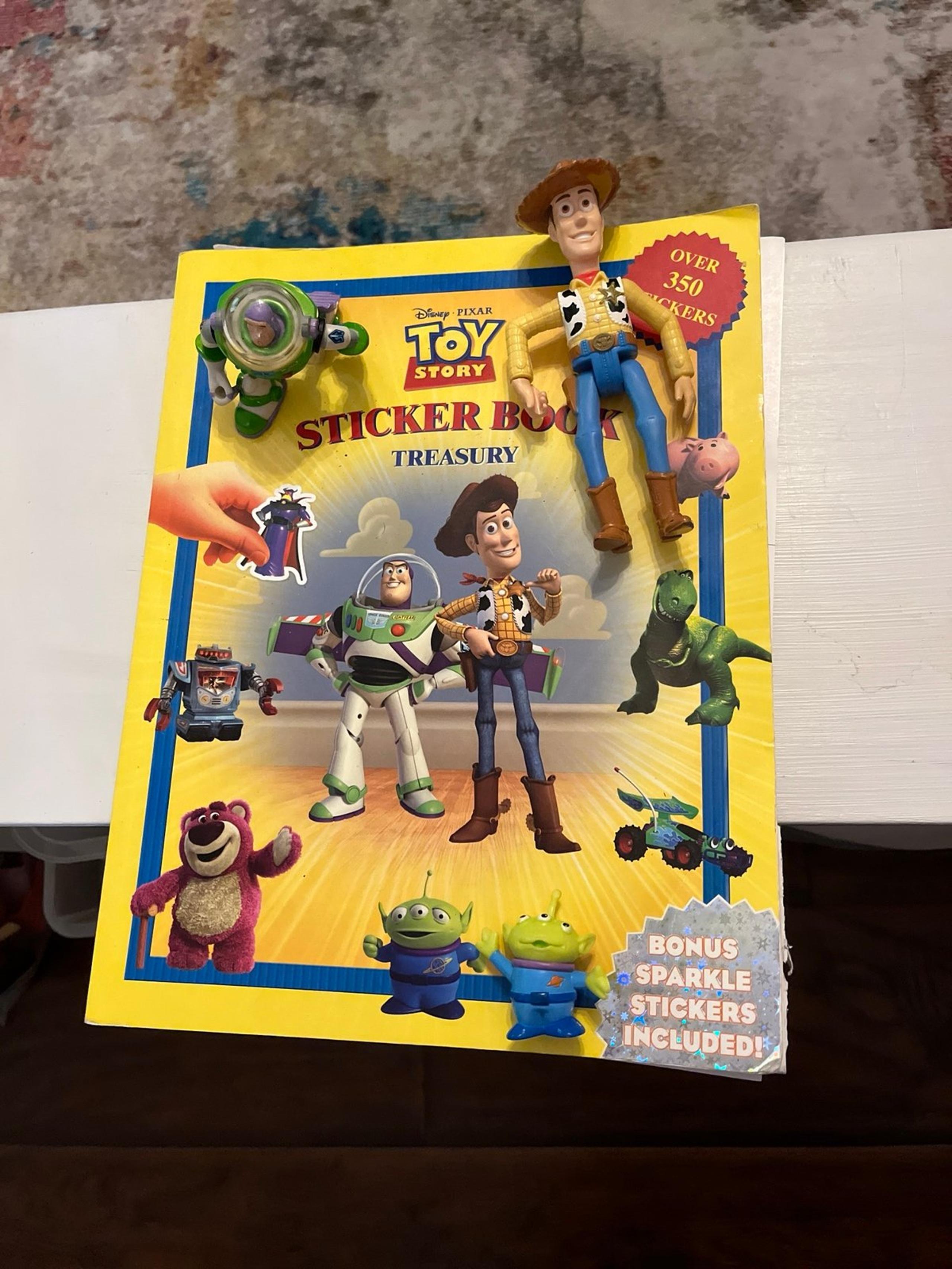 Toy Story Sticker Book Disney Pixar Treasury and Woody Buzz and Alien figure
