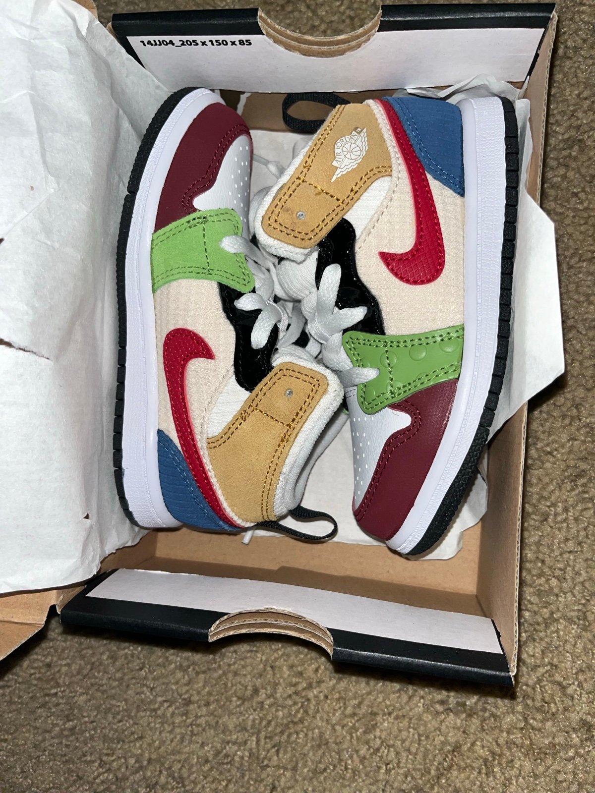 JORDAN 1 MID SE (TD) WHITE/GYM RED-BLACK