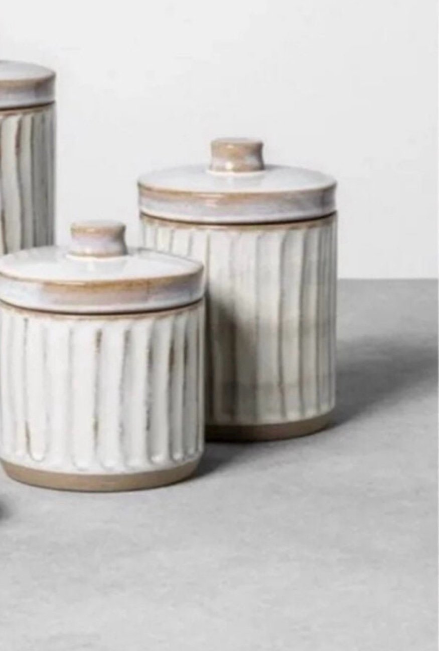 Hearth & Hand Reactive Glaze Canisters 4”& 5 “