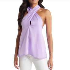 Vici Collection Criss Crossover Halter Neck Satin Top Lavender SZ XS