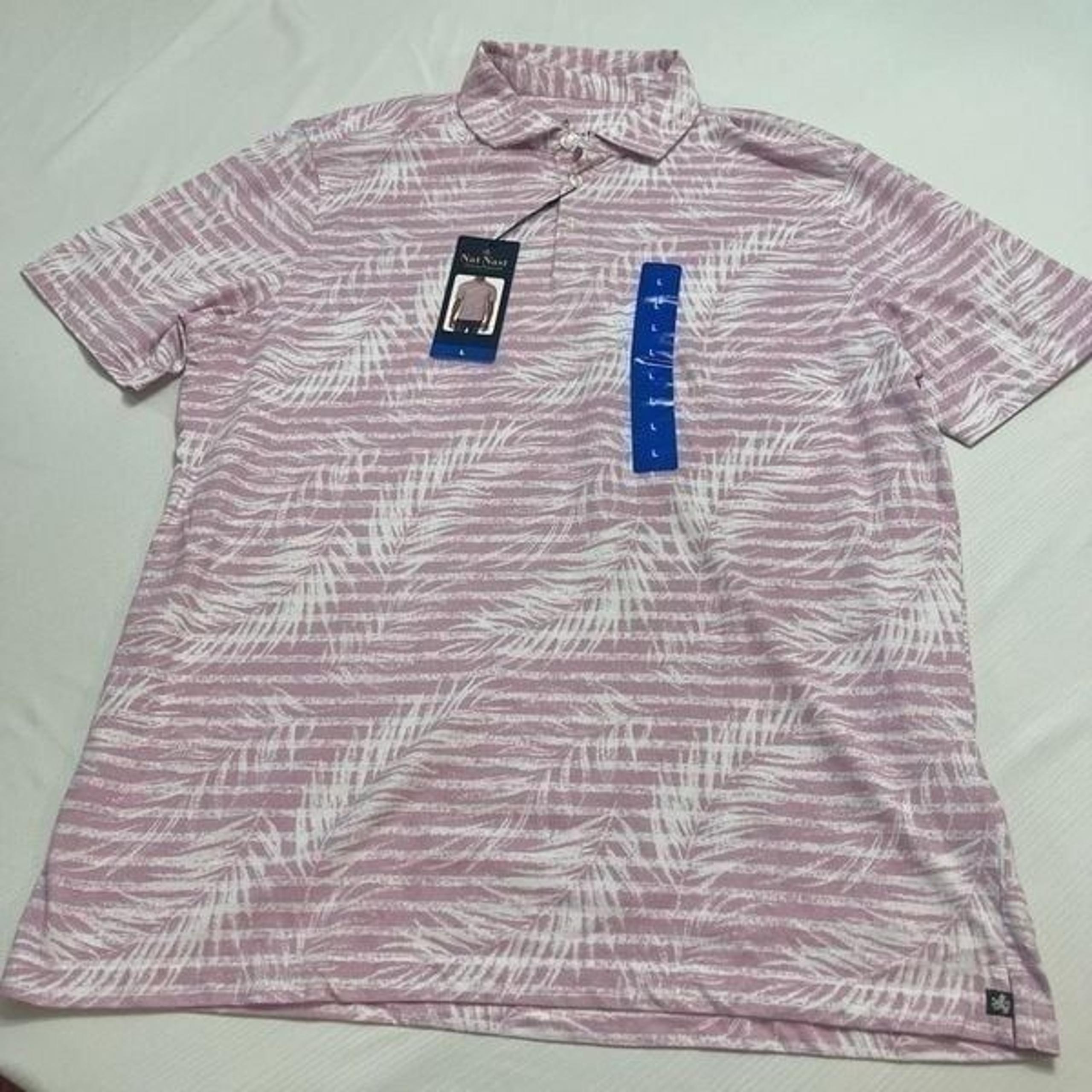 NWT Nat Nast Purple Palm Short Sleeve Polo Shirt Size Large New
