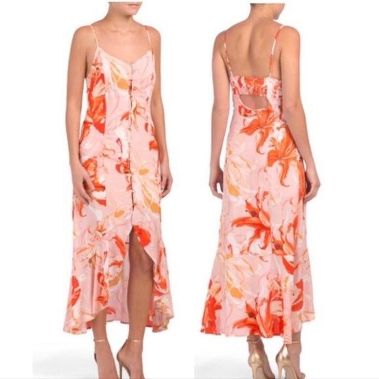 Anthropologie Abel The Label Lola Floral Hi-Low Slip Dress Women's S