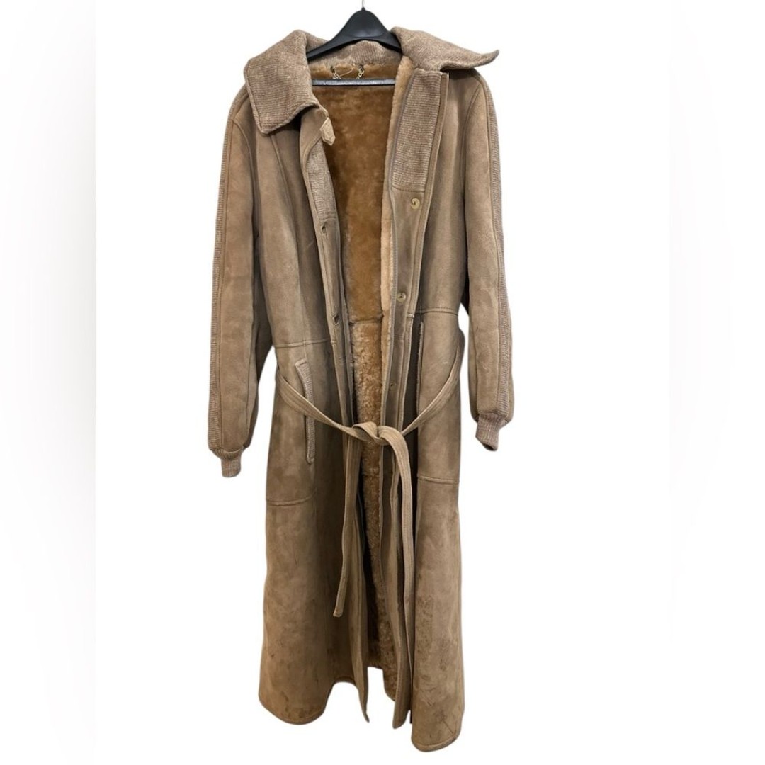 Vintage Morland's of England Long Lambskin & Suede Leather Women's Coat Sz 8