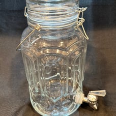 L.E. SMITH Clear Glass Moon And Stars Pattern Cold Beverage Dispenser 3.78 Liter