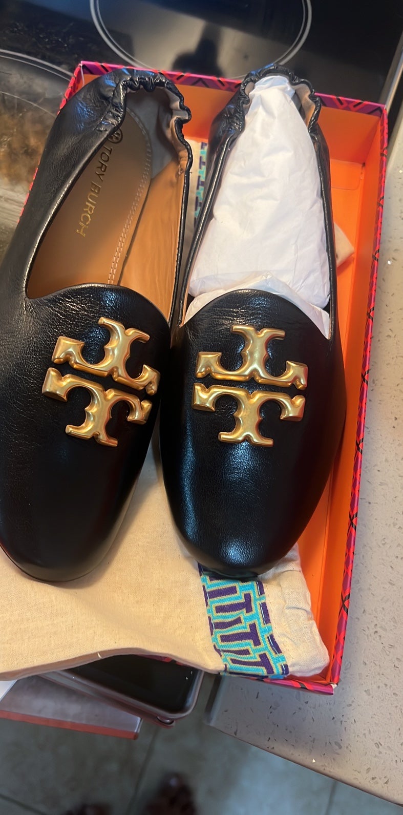 Tory burch eleanor leather black shoe