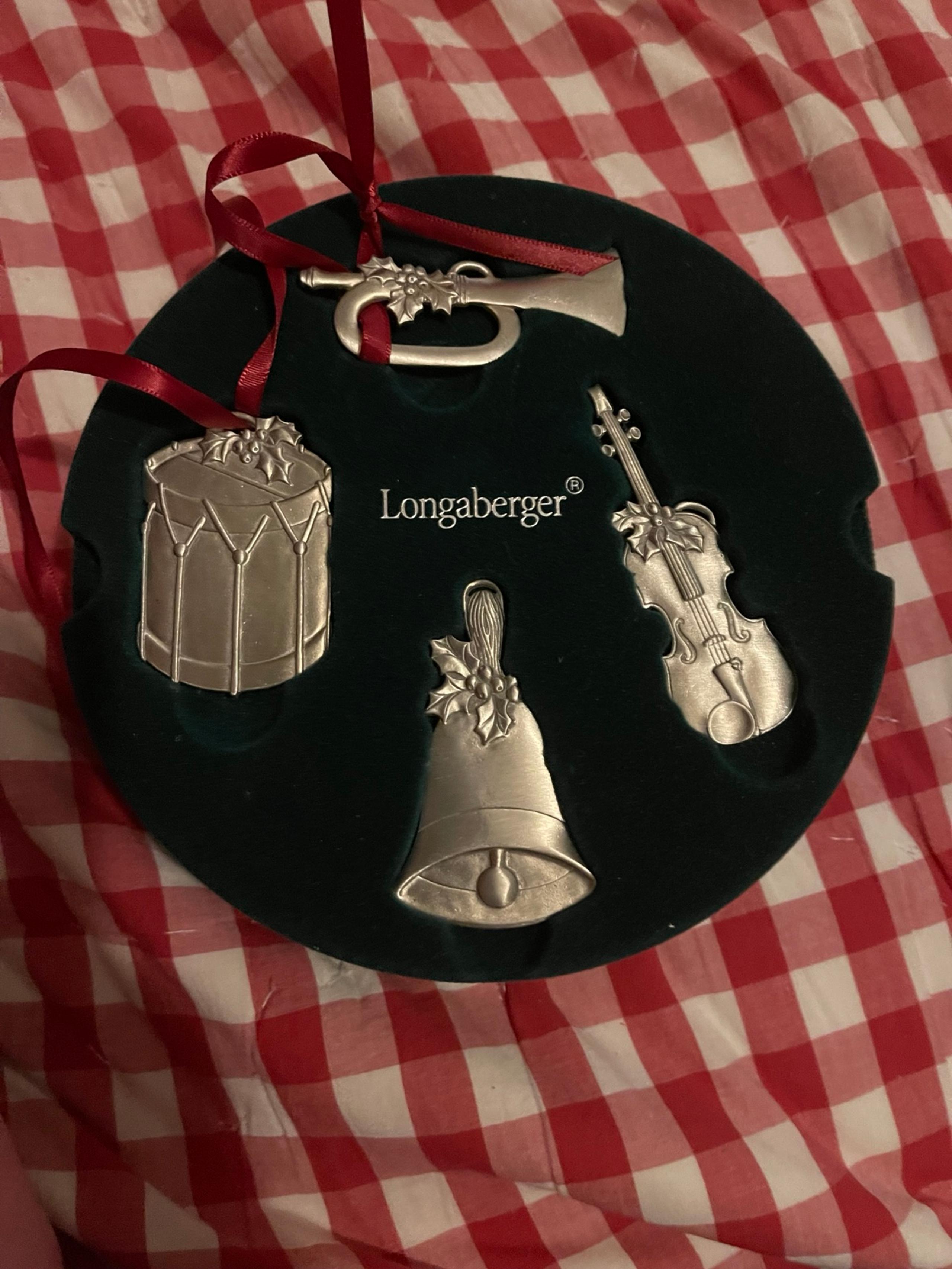 2003 LONGABERGER SOUNDS OF THE SEASON 4 Pewter Christmas Ornaments
