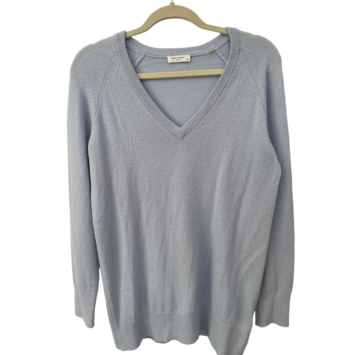 Equipment Femme V Neck Cashmere Sweater Womens Small Blue Pullover Cozy Staple
