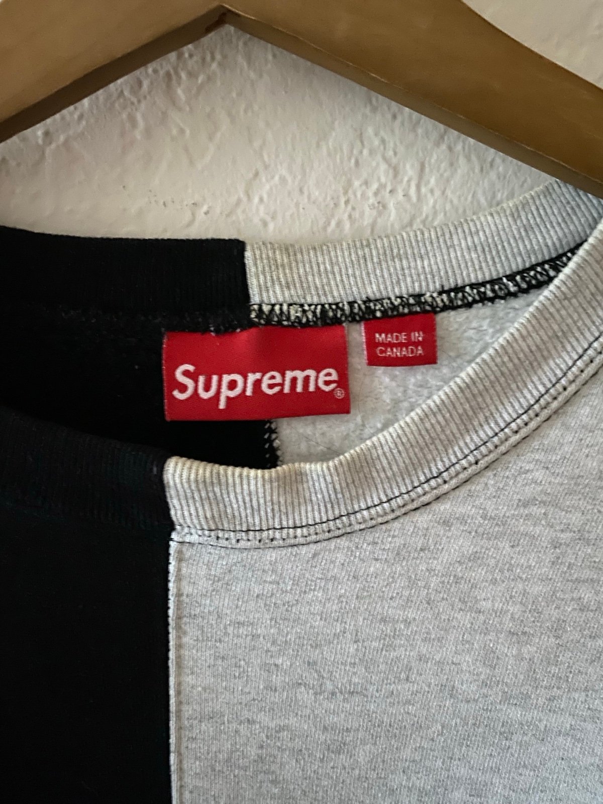 Supreme Grey and Balck Split Crewneck Size M