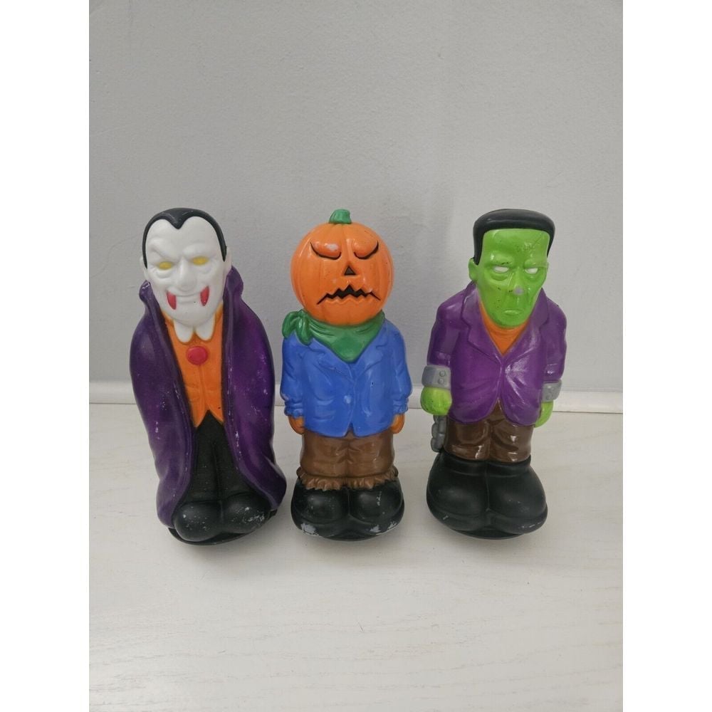 1995 Empire Halloween Blow Mold Toppers Frankenstein Dracula Pumpkinhead