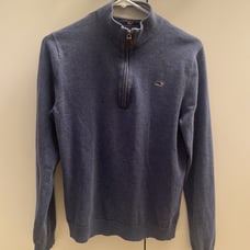 Vineyard Vines Boys XL 18 Blue Pullover Sweater Quarter Zip Whale Logo