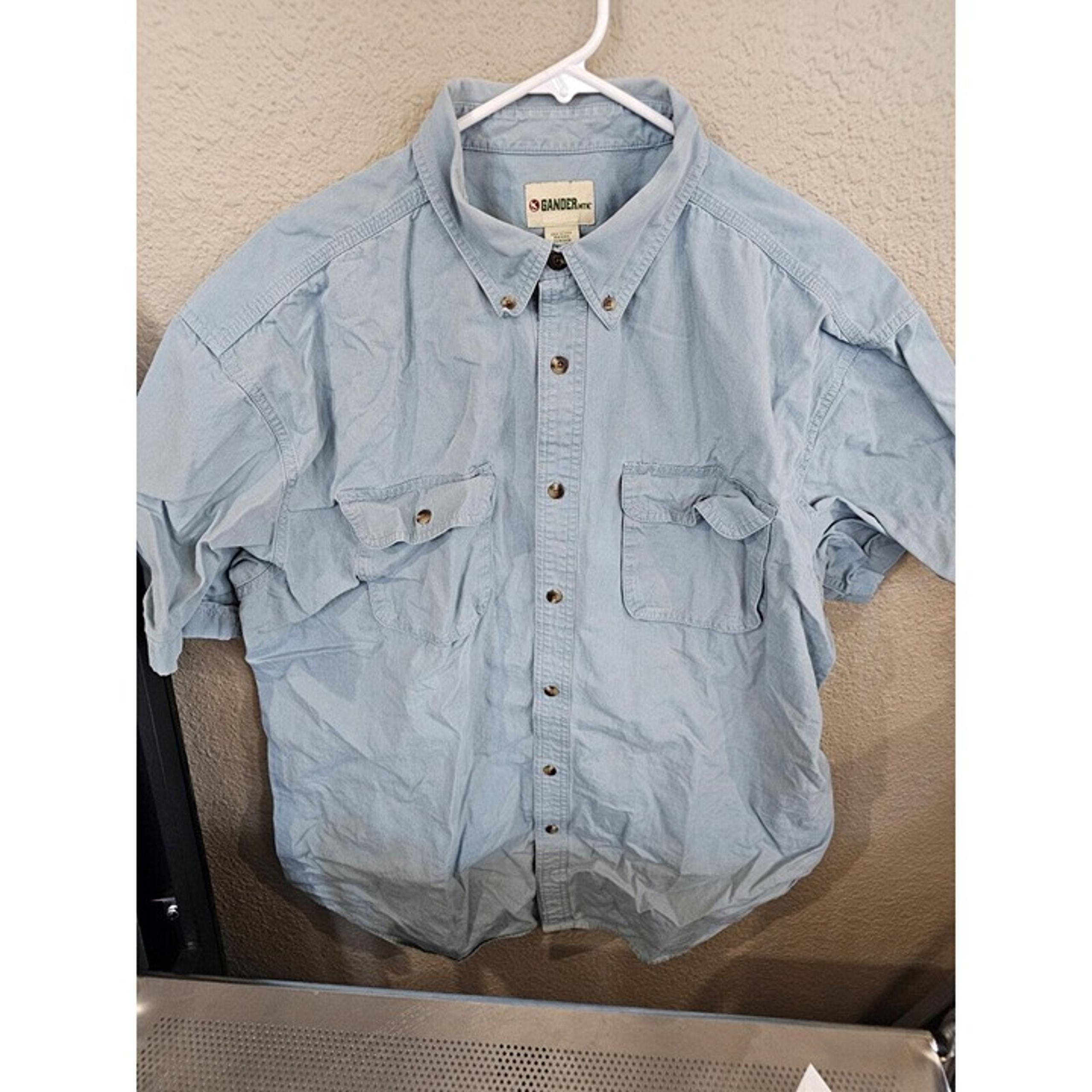 Gander Mountain Blue Outdoor Shirt Button Down Men's XL Short Sleeve