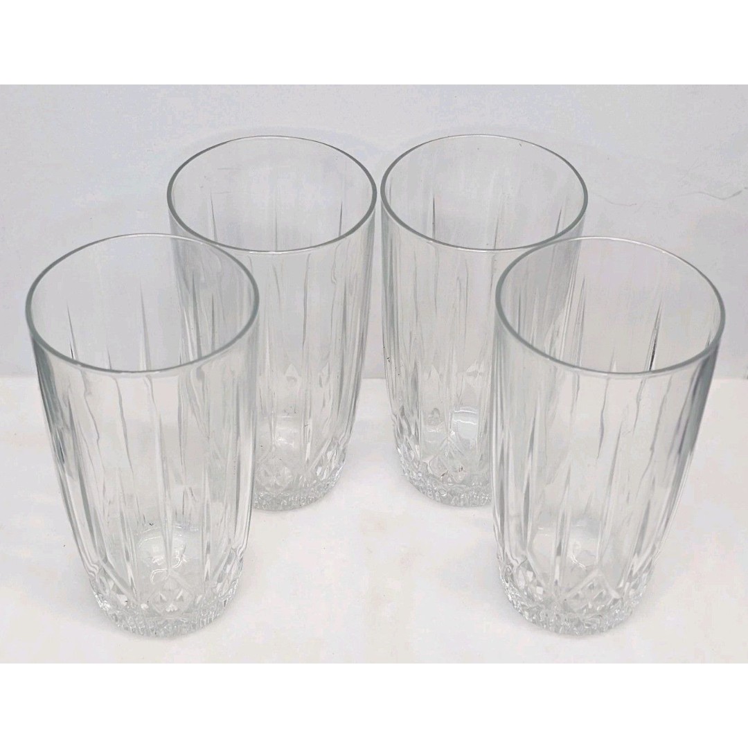 Vtg Anchor Hocking Canfield Highball Clear Glasses- Set Of 4