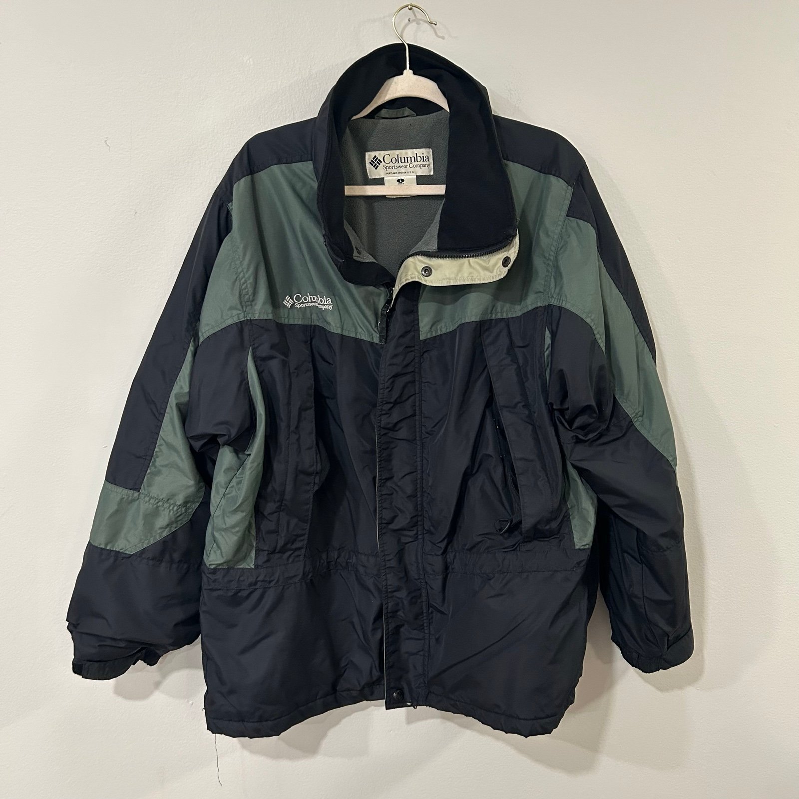 Vintage Columbia Sportswear Full Zip Black Green Weatherproof Jacket Men’s Large