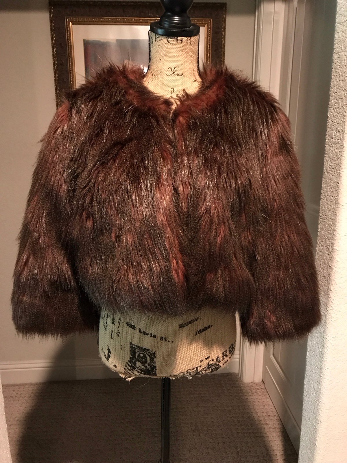 INC International Concepts Faux Fur Jacket Shrug Womens Large