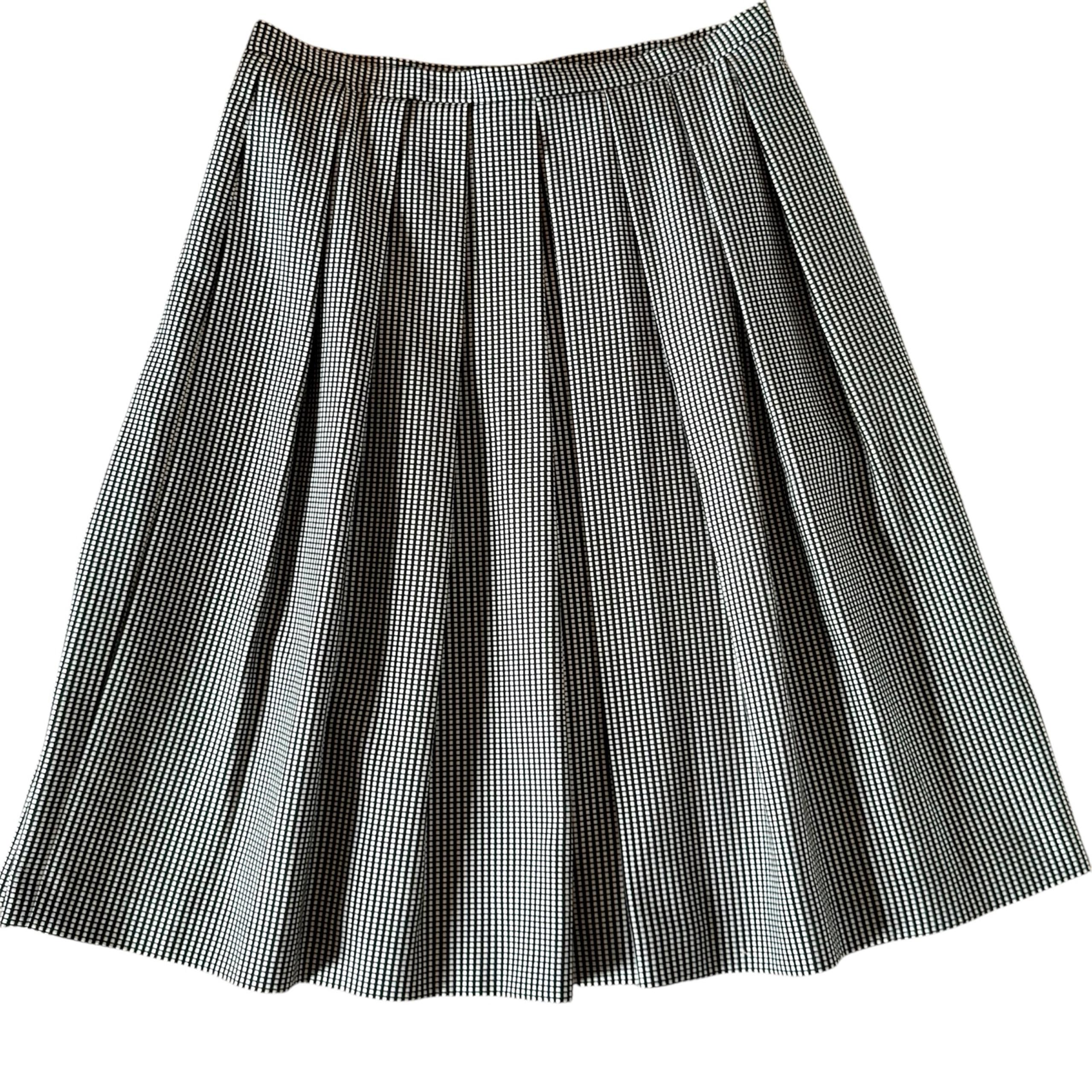 Gianni Bini  Pleated Lined  Checkered A-Line Skirt Black/White Size-M Side Zip