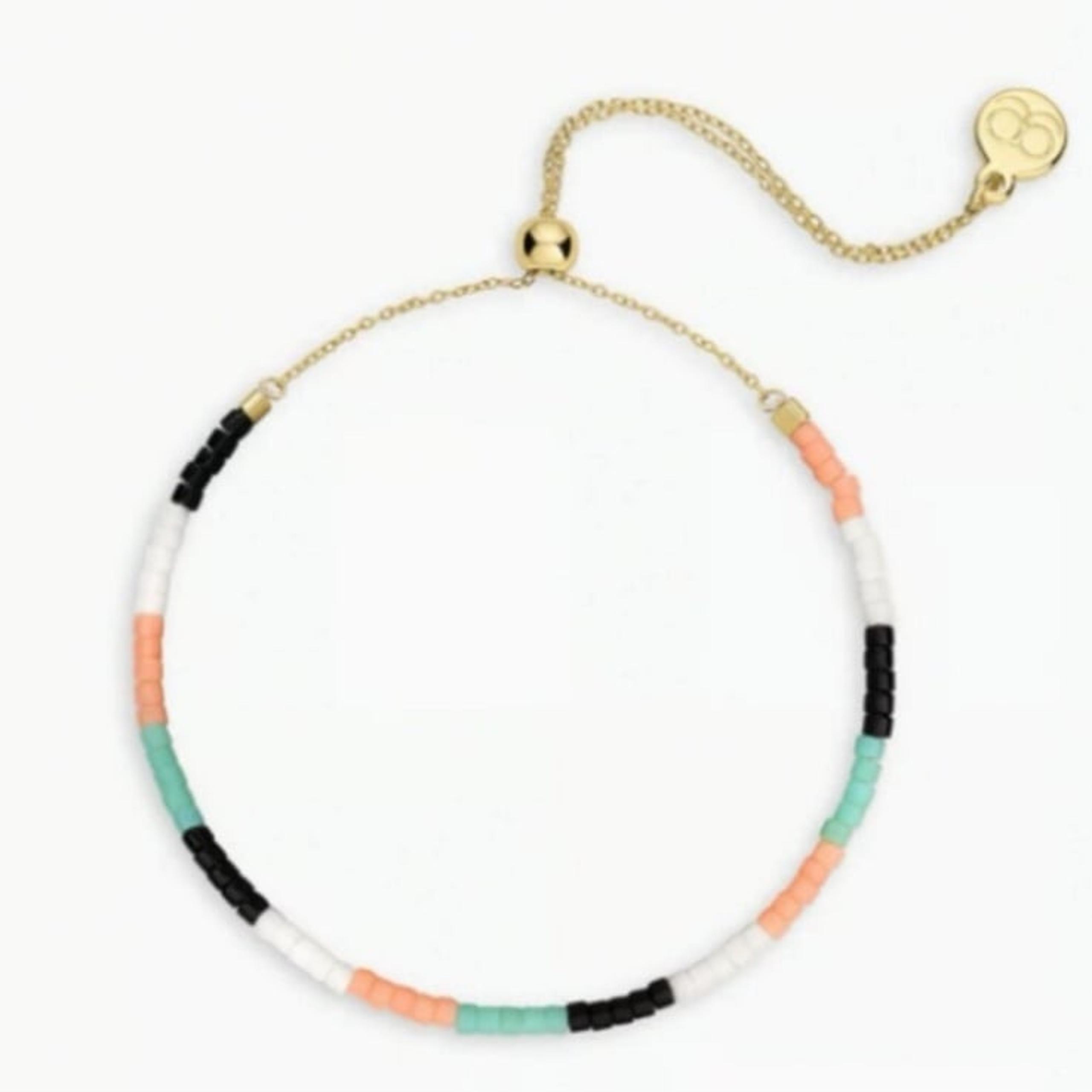 GORJANA 18k Gold Plated Gigi Stripe Palm Desert Adjustable Beaded Bracelet