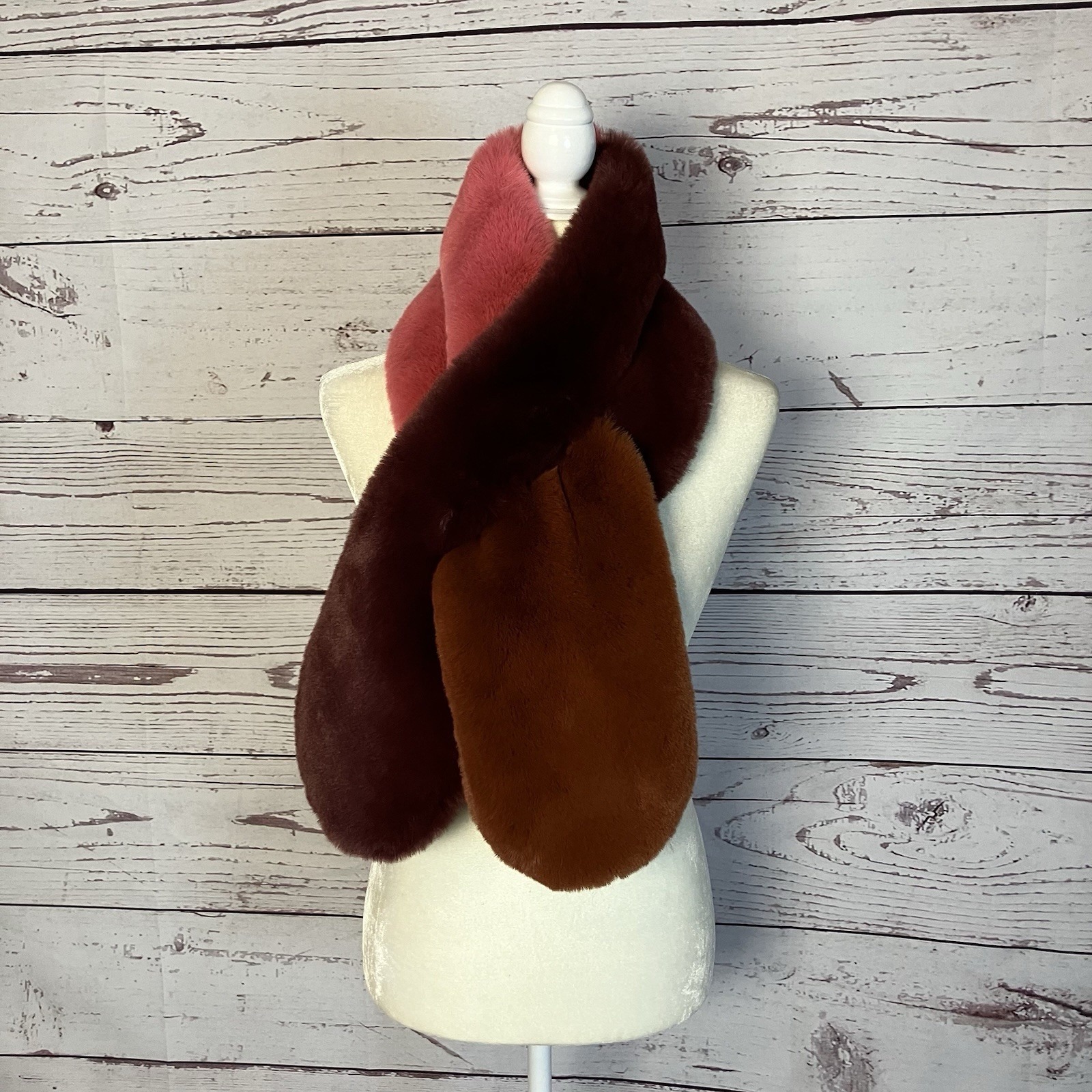 By Anthropologie Scarf Faux Fur Pink Burgundy New