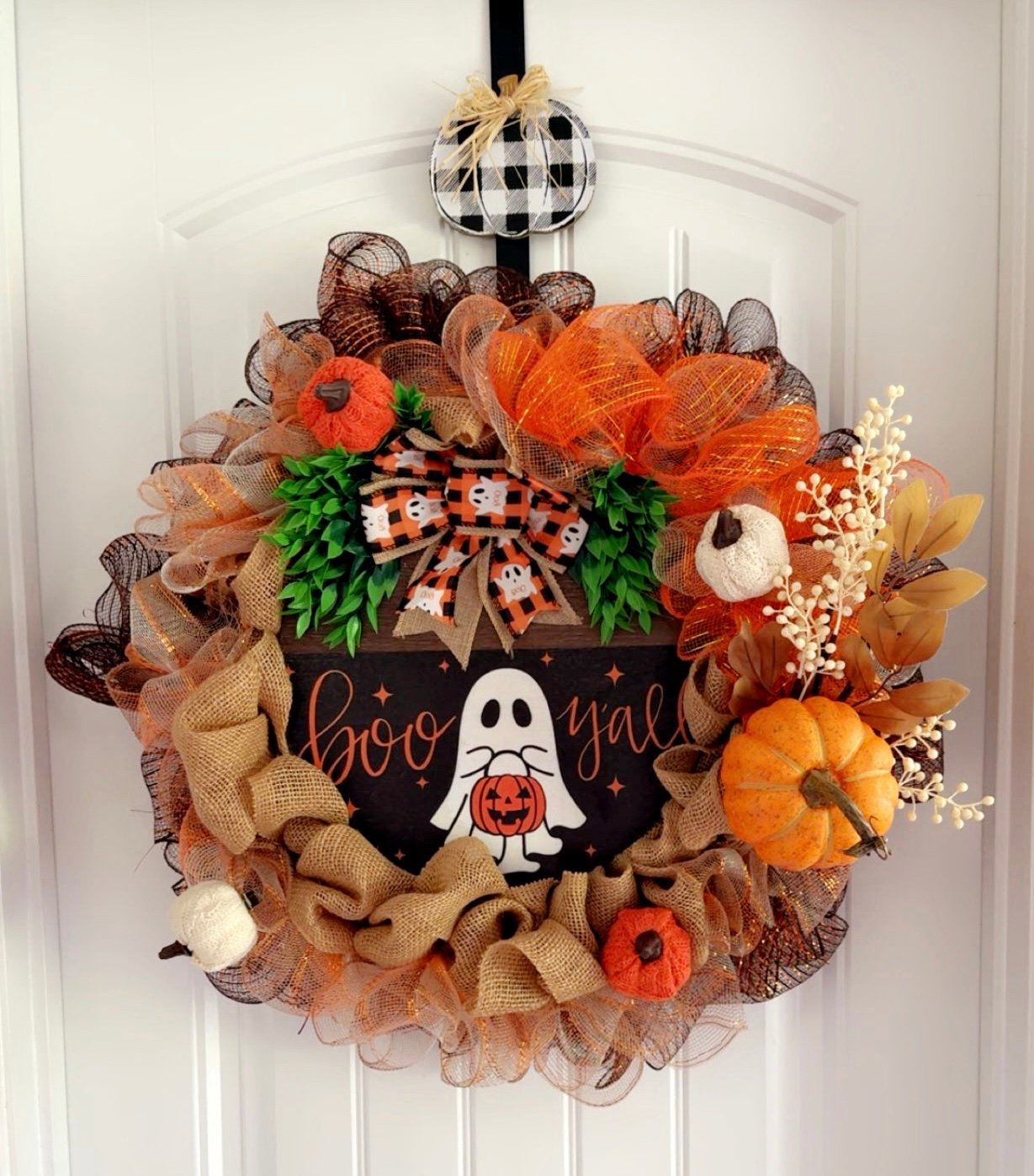 NEW Extra Large Farmhouse Fall/Halloween Wreath -Lighted-Interchangeable Season