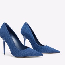 Good American Womens Emma Denim Heel Blue Size 10 New