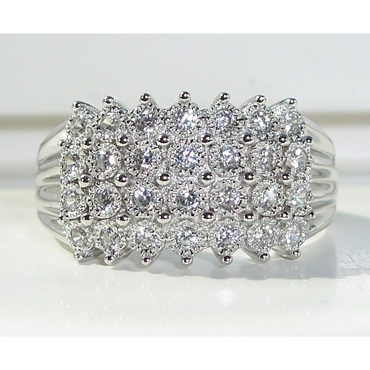 Size 7, 925 STERLING SLVER 4 Row Pave Cubic Zirconia Ring