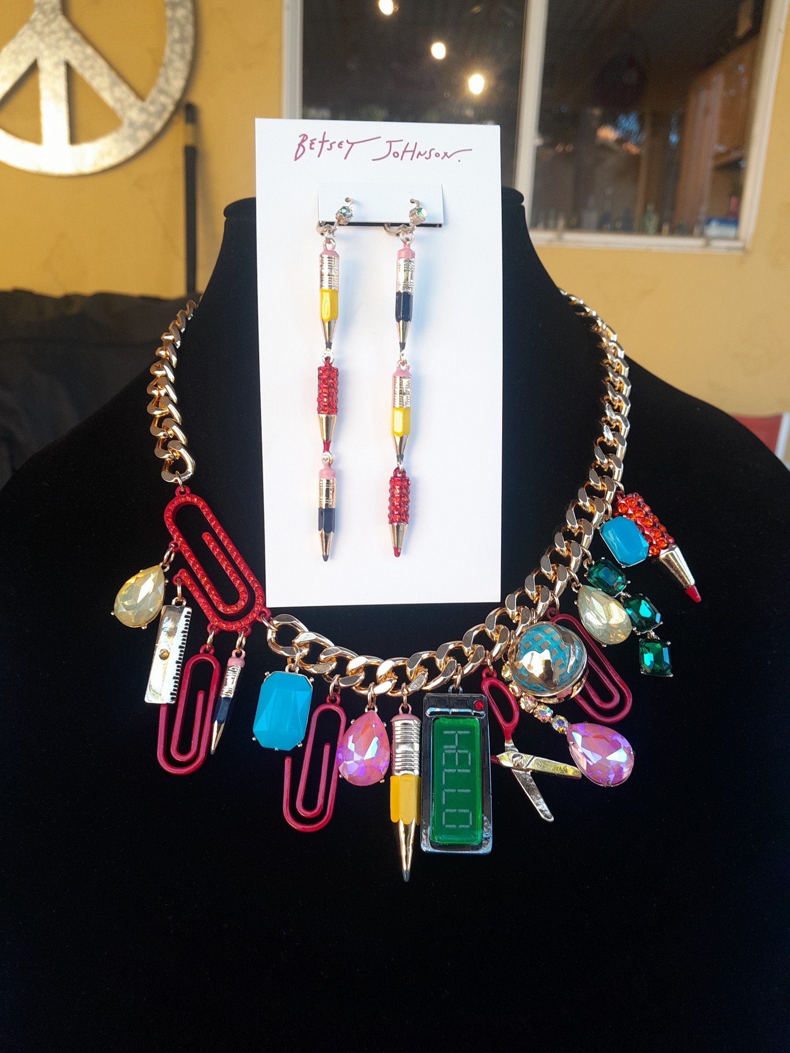 Betsey Johnson Tik Tok Viral Back To School Necklace And Earring Set NWT