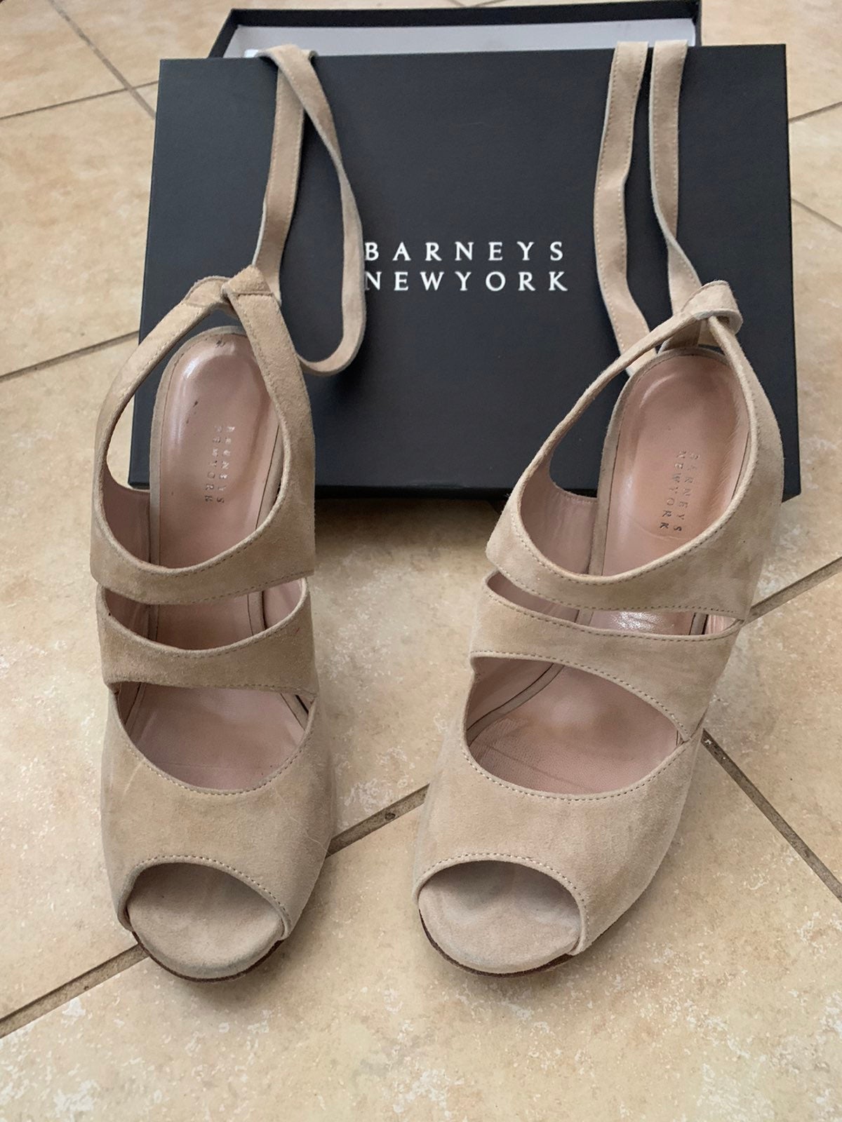 Barneys New York Cream Heels with Strap