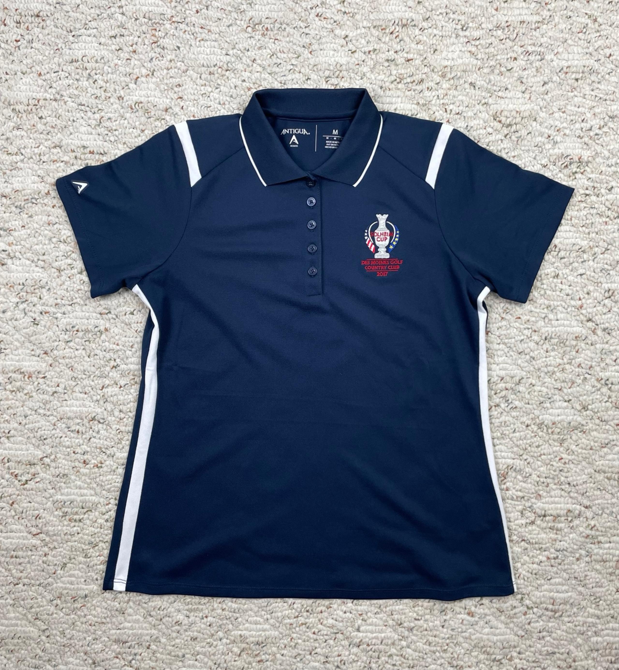 Sz Med Women’s Antigua 2017 Solheim Cup Des Moines LPGA Golf Polo Shirt Blue