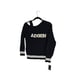 NWT INC Women's M Black Varsity Wt Pearl ADORN Asymmetrical Long Sleeve Sweater