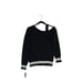 NWT INC Women's M Black Varsity Wt Pearl ADORN Asymmetrical Long Sleeve Sweater