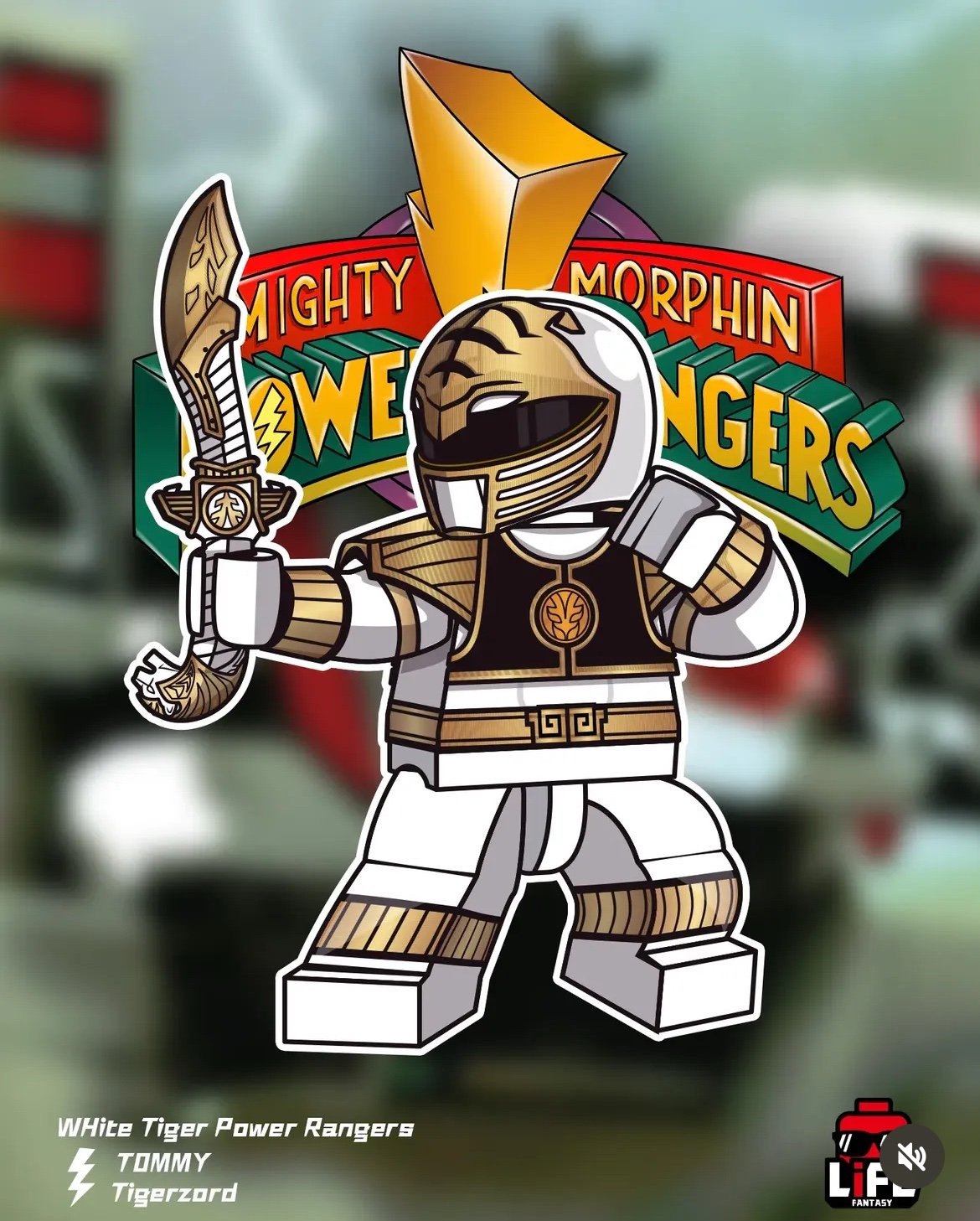 Brand New Sealed Lifebrick Mighty Morphine Power Rangers White Ranger Minifigure