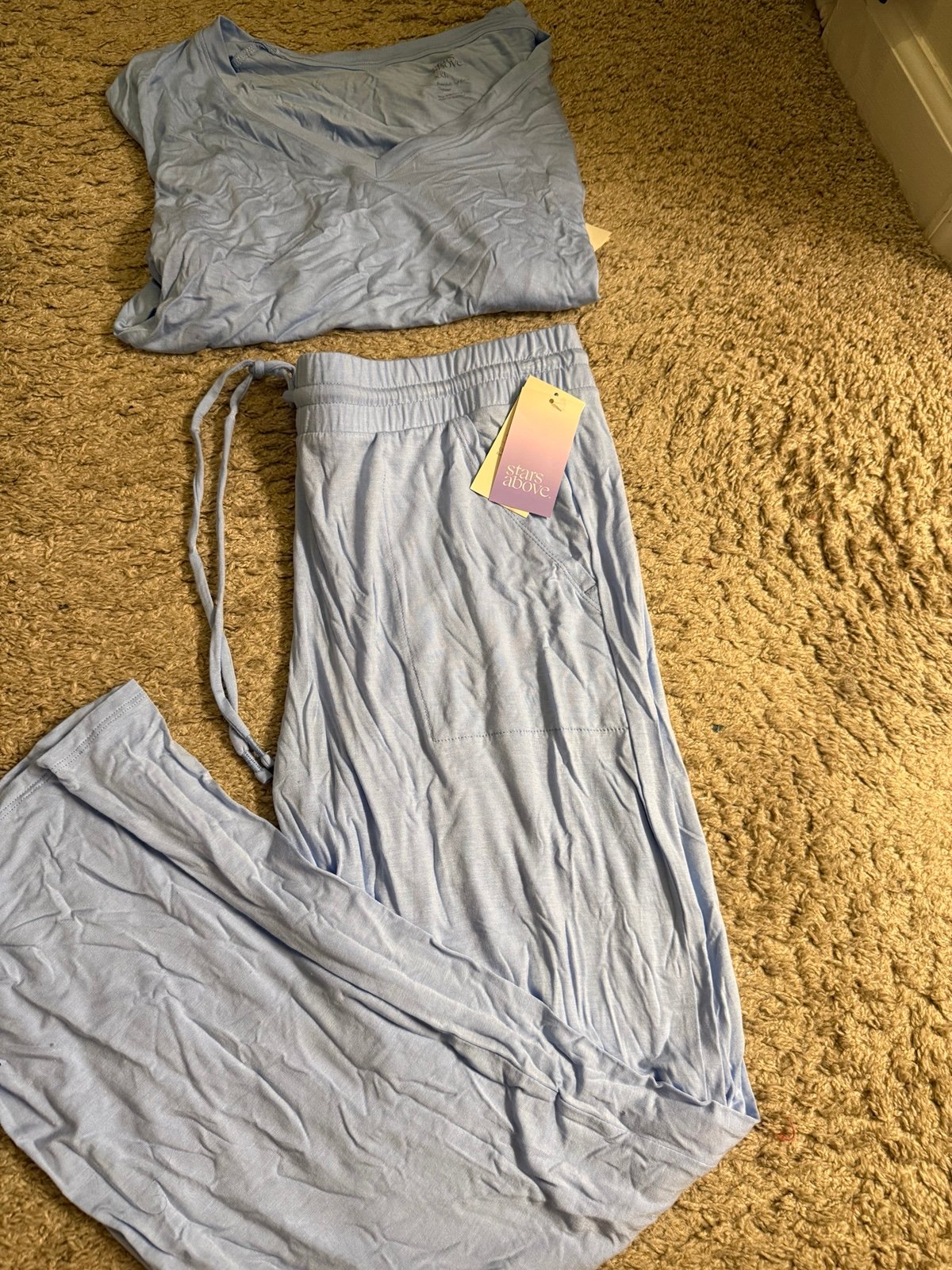 Stars Above Baby Blue Beautifully Soft Tee Shirt & Pants Lounge Set - size XL