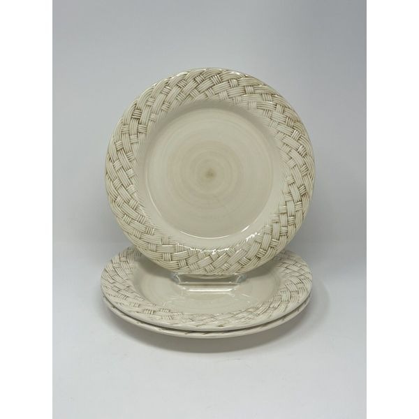 Harry & David Embossed Basketweave Dinner Plates Portugal 10.25” Set Of 3