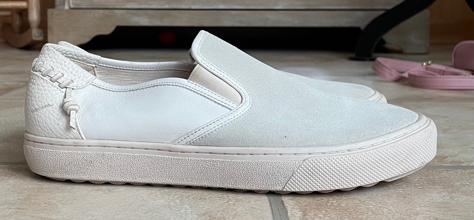 Coach White Leather Suede Slip On Shoes G1668 Men's Size 9.5 Or Women’s 11