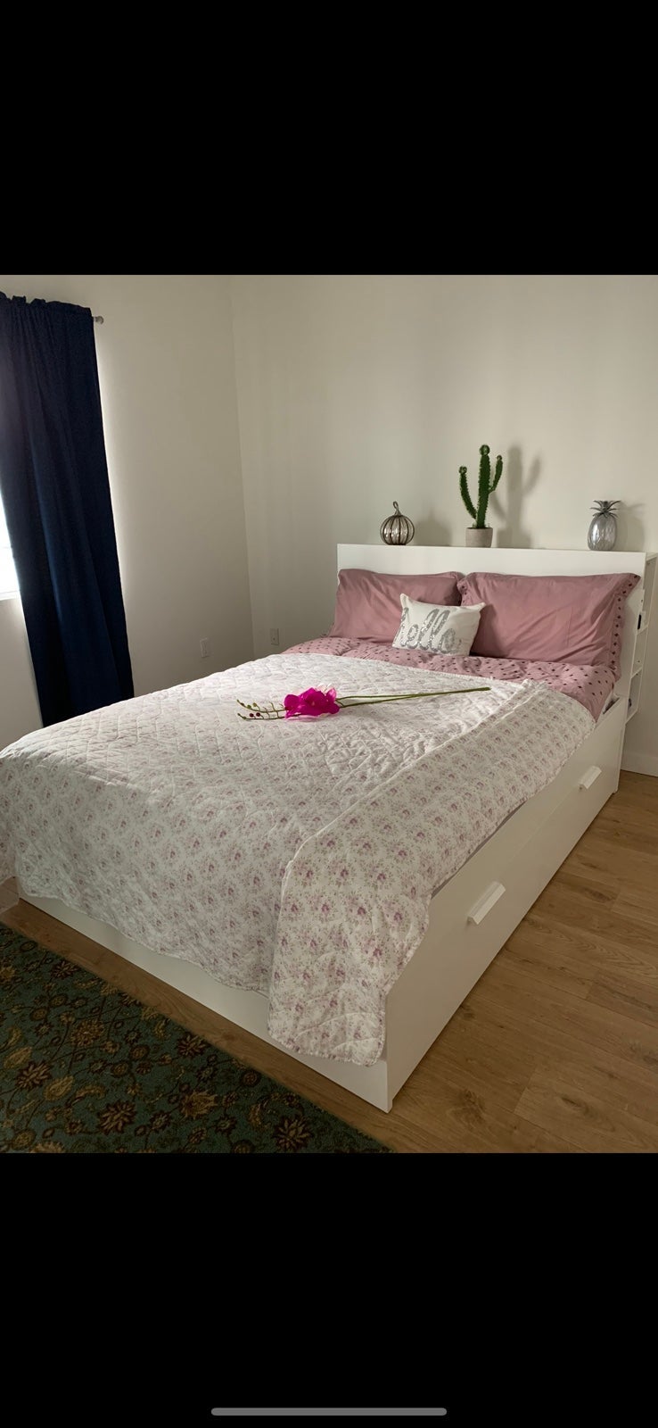 Ikea NORDLI Bed with headboard and storage, and mattress included