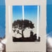 Original Signed & Numbered Wood Block Engraving Print of Tree and Cityscape