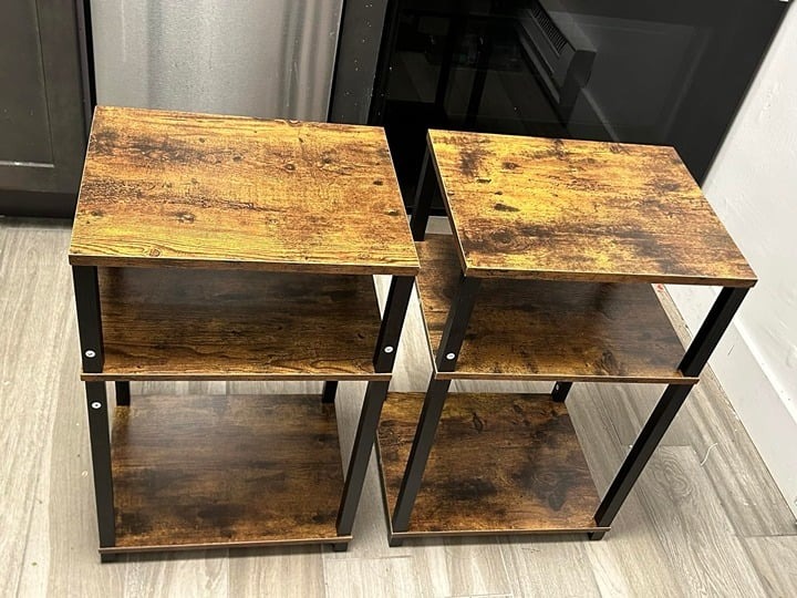 Brand New | Set of 2 End Table Night Stand Set, 3-Tier Bedside Tables